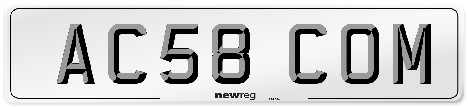 AC58 COM Number Plate from New Reg